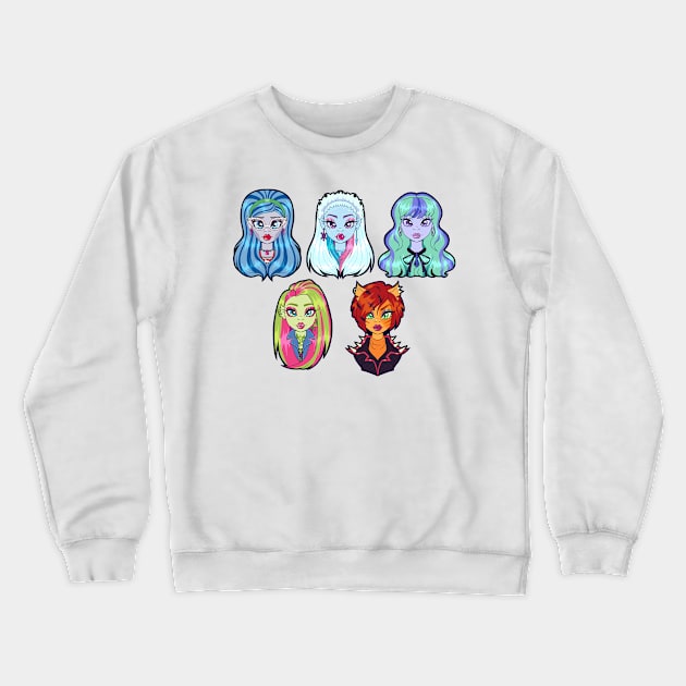 Monster High G1 Ghouls - Ghoulia, Abbey, Twyla, Venus, Toralei Crewneck Sweatshirt by Bratzoid